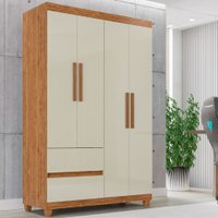 Guarda Roupa 4 Portas 2 Gavetas Dubai Plus Imop Móveis Cinamomo com Off White