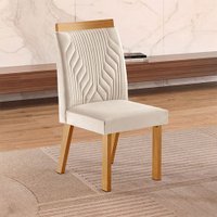 Conjunto 6 Cadeiras Áustria Estofada L J Móveis Cinamomo-Creme