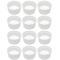 Jogo 12 Ramequins 50ml Canelado Porcelana Classic Branco Lyor Servir Petiscos