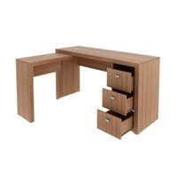 Mesa para Escritório com Mesa de Apoio e 3 Gavetas ME4101 Amêndoa Tecnomobili