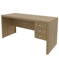 Escrivaninha Mesa para Escritório 155cm com 3 Gavetas Amêndoa ME4113 Tecnomobili Home Office