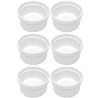 Kit 6 Ramequins Canelado 50ml Porcelana Classic Branco Lyor Servir Petiscos