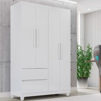 Guarda Roupa 4 Portas 2 Gavetas Dubai Plus Imop Móveis Branco Neve