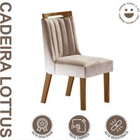 Conjunto 2 Cadeiras Lottus Estofada L J Móveis Cinamomo-Suede Creme