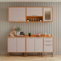 Cozinha Compacta 4 Peças 9 Portas 2 Gavetas Paris Sallêto Móveis Cinamomo com Off White