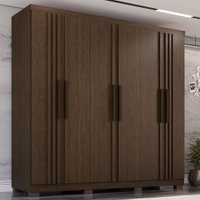 Guarda Roupa com Ripado 6 Portas 4 Gavetas Sevilha Prime 100 MDF Imop Móveis Cacau
