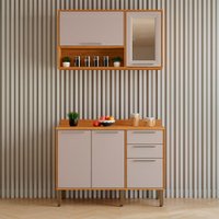 Cozinha Compacta 2 Peças 5 Portas 2 Gavetas Paris Sallêto Móveis Cinamomo com Off White