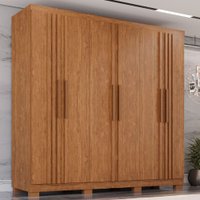 Guarda Roupa com Ripado 6 Portas 4 Gavetas Sevilha Prime 100 MDF Imop Móveis Cinamomo