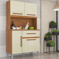 Armário de Cozinha 4 Portas 1 Gaveta Luiza Imop Móveis Cinamomo com Off White