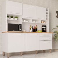 Armário de Cozinha 6 Portas 2 Gavetas Alexia Top Imop Móveis Branco Neve