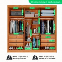 Guarda-roupa Casal 6 Portas 6 Gavetas Granada 100 MDF Sall&ecirc;to M&oacute;veis Cinamomo