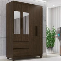 Guarda Roupa 4 Portas com Espelho 2 Gavetas Dubai Plus Imop Móveis Cacau