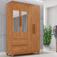 Guarda Roupa 4 Portas com Espelho 2 Gavetas Dubai Plus Imop Móveis Cinamomo