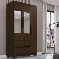 Guarda Roupa 3 Portas com Espelho 2 Gavetas Dubai Plus Imop Móveis Cacau