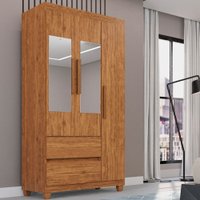 Guarda Roupa 3 Portas com Espelho 2 Gavetas Dubai Plus Imop Móveis Cinamomo