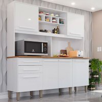 Armário para Cozinha 6 Portas 2 Gavetas Luna Top Imop Móveis Branco Neve
