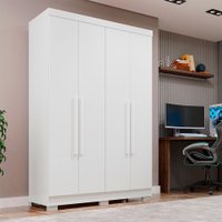 Guarda-Roupa Casal com Pé 4 Portas 2 Gavetas Recife Sallêto Móveis Branco