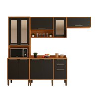 Cozinha Compacta 4 Peças 10 Portas 2 Gavetas Paris Sallêto Móveis Cinamomo com Grafite