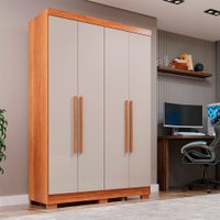 Guarda-Roupa Casal com Pé 4 Portas 2 Gavetas Recife Sallêto Móveis Cinamomo com Off White