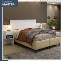 Cabeceira Extensível Master com 2 Mesas de Cabeceiras 2 Gavetas Benetil Móveis Branco