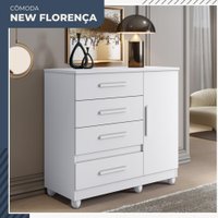 Cômoda New Florença 1 Porta 4 Gavetas em MDP Benetil Móveis Branco
