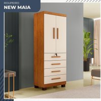Guarda Roupa New Maia 2 Portas 4 Gavetas com Chave Benetil Móveis Cinamomo com Off White