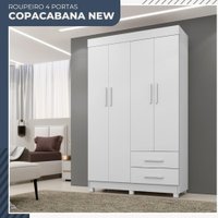 Guarda Roupa Copacabana New 4 Portas 2 Gavetas Benetil Móveis Branco