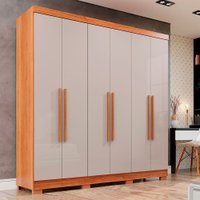 Guarda-Roupa Casal com Pé 6 Portas 2 Gavetas Recife Sallêto Móveis Cinamomo com Off White