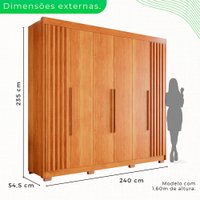 Guarda-roupa Casal com P&eacute; 6 Portas 6 Gavetas Granada 100 MDF Sall&ecirc;to M&oacute;veis Cinamomo