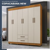 Guarda Roupa Copacabana New 6 Portas 2 Gavetas Benetil Móveis Cinamomo com Off White