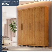 Guarda Roupa Ibiza 6 Portas 4 Gavetas em MDP Benetil Móveis Cinamomo