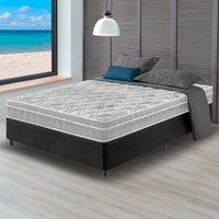 Cama Box Casal Preto + Colchão Casal Espuma D33 Hanover Orthopedic 138x188x61cm Zidi