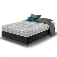 Cama Box Casal Preto + Colchão Casal Espuma D33 Hanover Orthopedic 138x188x61cm Zidi