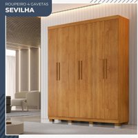 Guarda Roupa Sevilha 6 Portas 4 Gavetas Benetil Móveis Cinamomo
