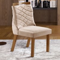 Conjunto 2 Cadeiras Porto Estofada L J Móveis Cinamomo-Suede Creme