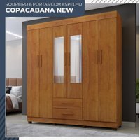 Guarda Roupa Copacabana New 6 Portas 2 Gavetas com Espelho Benetil Móveis Cinamomo