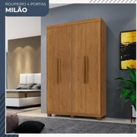 Guarda Roupa Milão 4 Portas 3 Gavetas em MDP Benetil Móveis Cinamomo