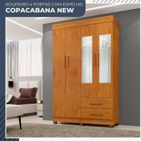 Guarda Roupa Copacabana New 4 Portas 2 Gavetas com Espelho Benetil Móveis Cinamomo