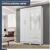 Guarda Roupa Copacabana New 4 Portas 2 Gavetas com Espelho Benetil Móveis Branco