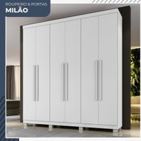 Guarda Roupa Milão 6 Portas 3 Gavetas em MDP Benetil Móveis Branco