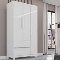 Guarda Roupa 3 Portas 2 Gavetas Dubai Plus Imop Móveis Branco Neve