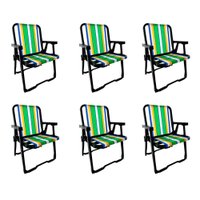 Conjunto com 6 Cadeiras de Praia Peruíbe Preto