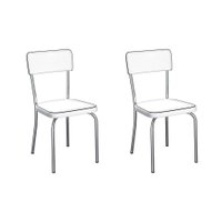 Conjunto com 2 Cadeiras de Cozinha Marshal Branco e Cromado