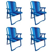 Conjunto com 4 Cadeiras de Praia Peruíbe Azul
