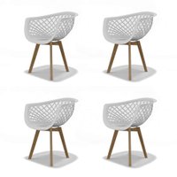 Conjunto com 4 Cadeiras Web Wood Branco