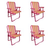 Conjunto com 4 Cadeiras de Praia Peruíbe Rosa