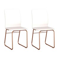 Conjunto com 2 Cadeiras Hawke Branco e Cobre