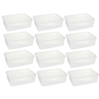 Conjunto 12 Cestos Organizadores Transparentes com Tampa 3,5L Plasvale Brinquedos Acessórios