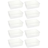 Conjunto 10 Caixas Organizadoras Plásticas Retangulares 3,5L com Tampa Hermética Empilhável Plasvale