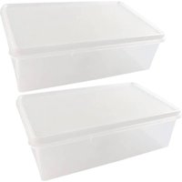 Conjunto 2 Caixas Organizadoras Plásticas 3,5L Empilhável com Tampa Plasvale Multiuso
